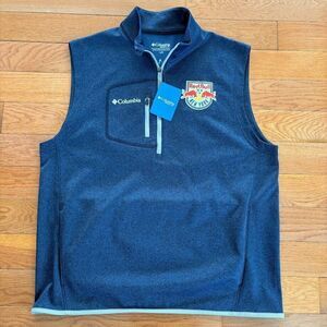 Columbia Golf Men's Explorer Vest New York Red‎ Bull Omni Wick 1/2 Zip Blue SZ L
